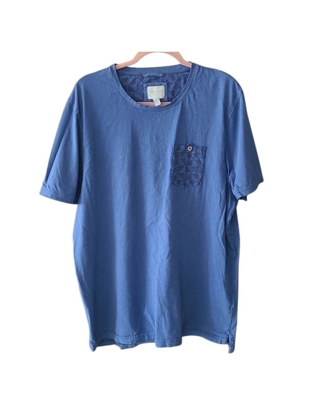 TED BAKER LONDON Cotton short sleeve crew neck blue top Size Large